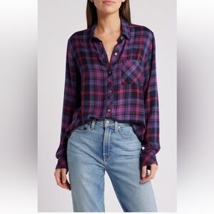 🎸RAILS🎸🔥NWT🔥Hunter Plaid Button-Up Shirt in Aubergine Magenta—Size S